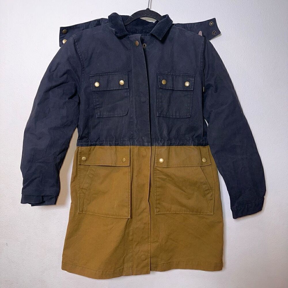 J Crew Waxed Cotton Canvas Colorblock Jacket Coat‎